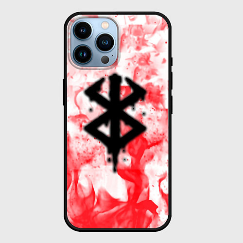 Чехол iPhone 14 Pro Max Берсерк лого в огне / 3D-Черный – фото 1