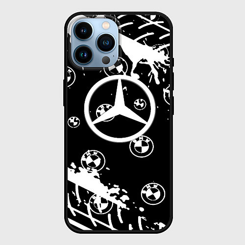 Чехол iPhone 14 Pro Max BMW x mercedes / 3D-Черный – фото 1
