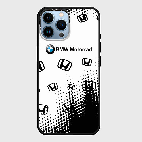 Чехол iPhone 14 Pro Max BMW x honda pattern / 3D-Черный – фото 1