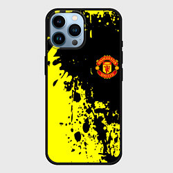 Чехол для iPhone 14 Pro Max Манчестер Юнайтед краски, цвет: 3D-черный