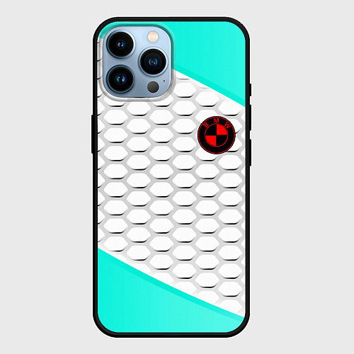 Чехол iPhone 14 Pro Max BMW carbon steel / 3D-Черный – фото 1
