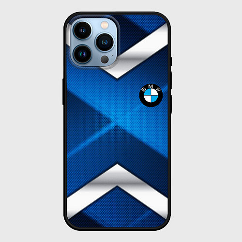 Чехол iPhone 14 Pro Max BMW metalic blue abstract / 3D-Черный – фото 1