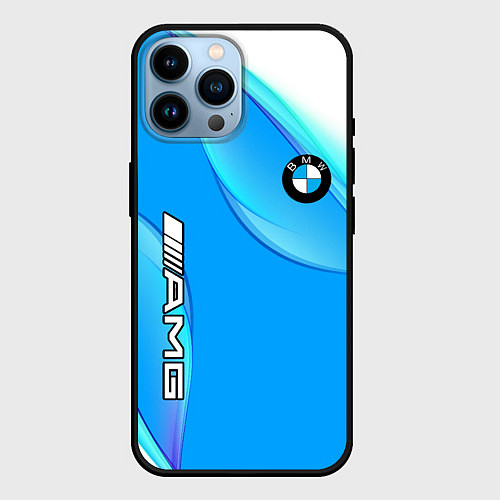 Чехол iPhone 14 Pro Max BMW abstrac line steel / 3D-Черный – фото 1