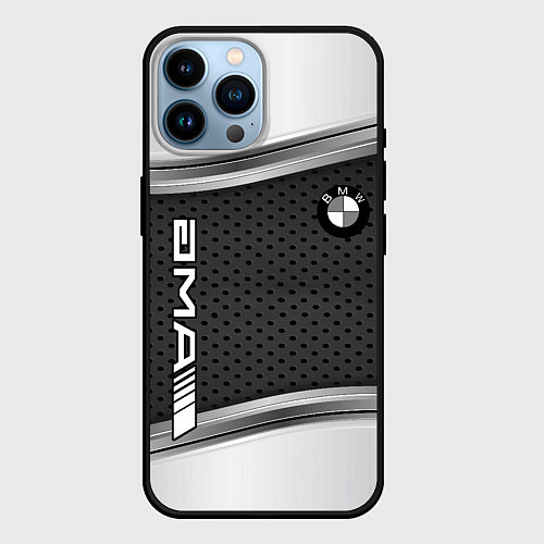 Чехол iPhone 14 Pro Max BMW car motors metal / 3D-Черный – фото 1
