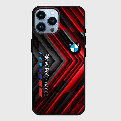 Чехол iPhone 14 Pro Max BMW geometry stripes red / 3D-Черный – фото 1