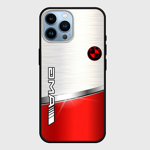 Чехол iPhone 14 Pro Max BMW metal carbon steel / 3D-Черный – фото 1