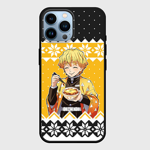 Чехол iPhone 14 Pro Max Зеницу новогодний свитер из Demon slayer / 3D-Черный – фото 1