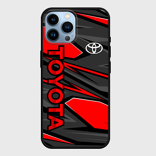 Чехол iPhone 14 Pro Max Toyota - красная абстракция / 3D-Черный – фото 1