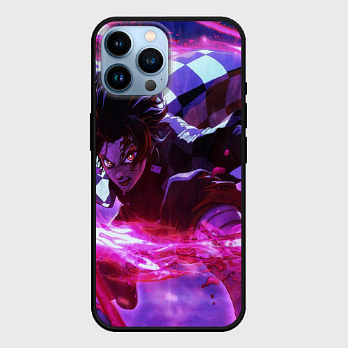 Чехол iPhone 14 Pro Max Клинок рассекающий демонов - аниме / 3D-Черный – фото 1