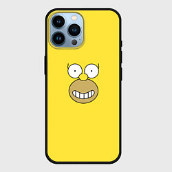 Чехол для iPhone 14 Pro Max Лицо Гомера Симпсона - улыбка, цвет: 3D-черный