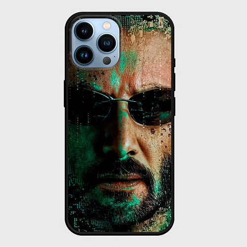 Чехол iPhone 14 Pro Max Matrix - Keanu Reeves / 3D-Черный – фото 1