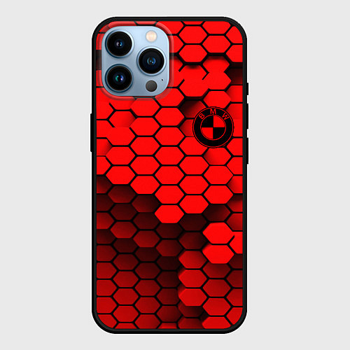 Чехол iPhone 14 Pro Max BMW карбоновая абстракция / 3D-Черный – фото 1