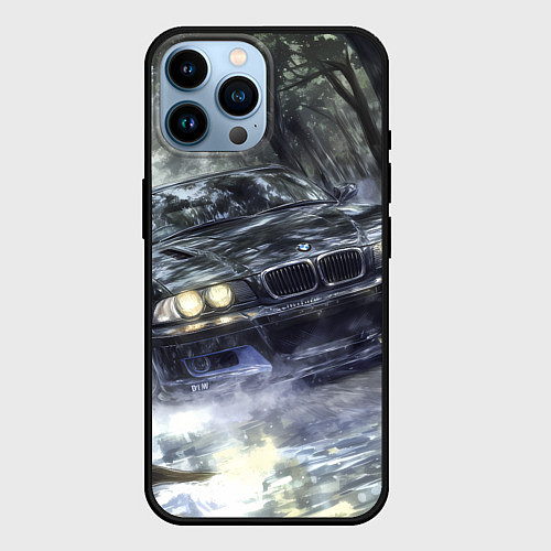 Чехол iPhone 14 Pro Max БМВ брызги из под колес / 3D-Черный – фото 1