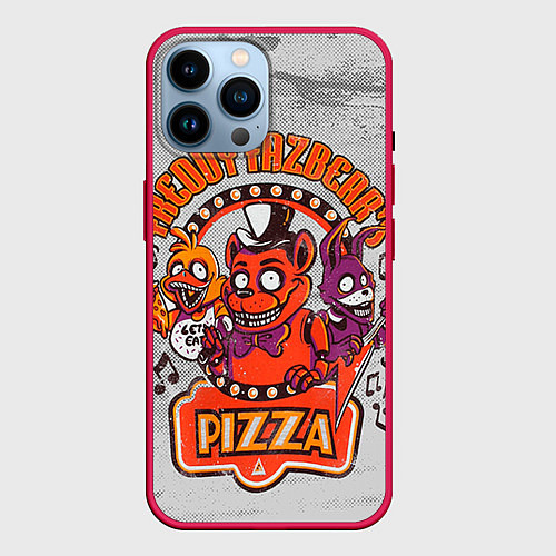 Чехол iPhone 14 Pro Max Freddy Pizza / 3D-Малиновый – фото 1