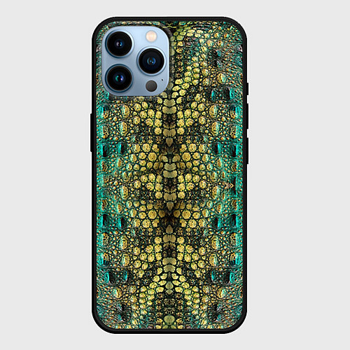 Чехол iPhone 14 Pro Max Крокодил / 3D-Черный – фото 1