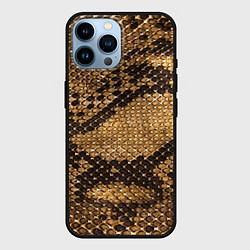 Чехол для iPhone 14 Pro Max Змеиная кожа, цвет: 3D-черный