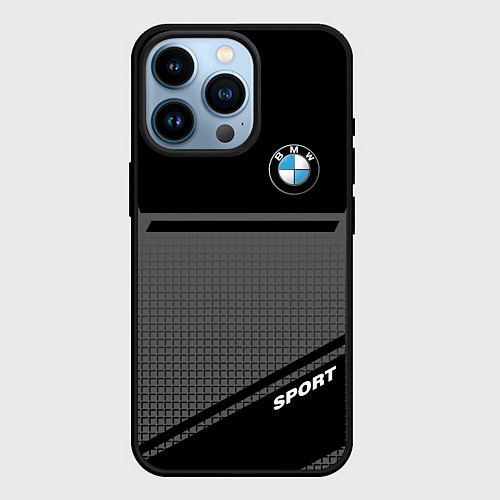 Чехол iPhone 14 Pro BMW SPORT БМВ СПОРТ / 3D-Черный – фото 1