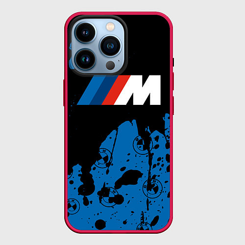 Чехол iPhone 14 Pro BMW БМВ / 3D-Малиновый – фото 1