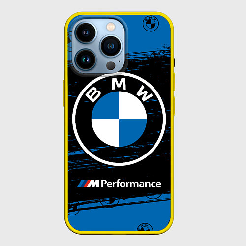 Чехол iPhone 14 Pro BMW БМВ / 3D-Желтый – фото 1