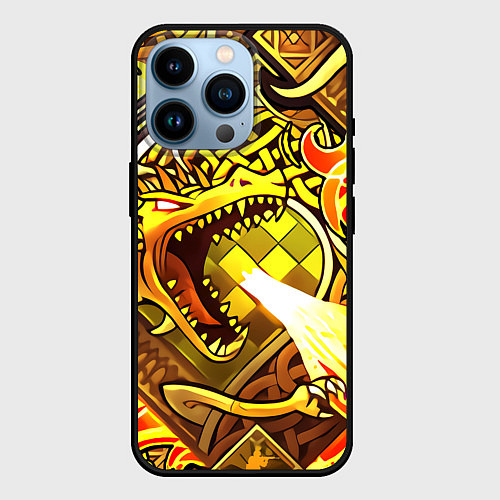 Чехол iPhone 14 Pro CS GO DRAGON LORE / 3D-Черный – фото 1