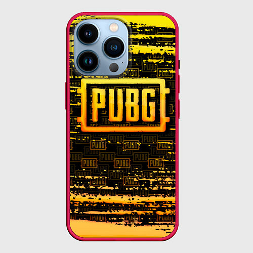 Чехол iPhone 14 Pro PUBG ПАБГ / 3D-Малиновый – фото 1