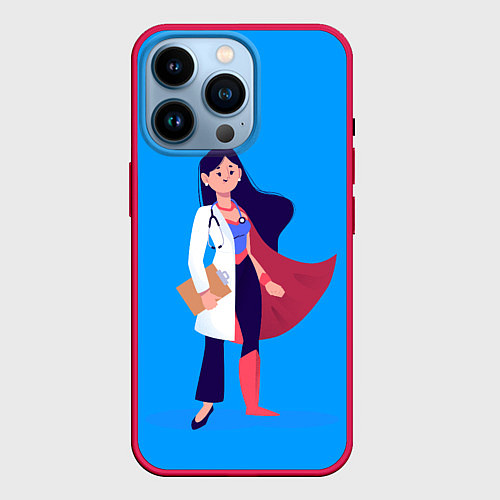 Чехол iPhone 14 Pro Медсестра Super Nurse Z / 3D-Малиновый – фото 1