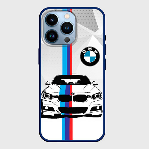 Чехол iPhone 14 Pro BMW БМВ M PERFORMANCE / 3D-Тёмно-синий – фото 1