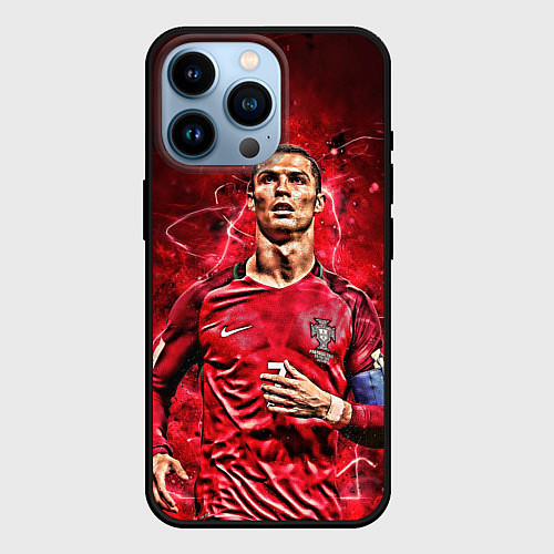 Чехол iPhone 14 Pro Cristiano Ronaldo Portugal / 3D-Черный – фото 1
