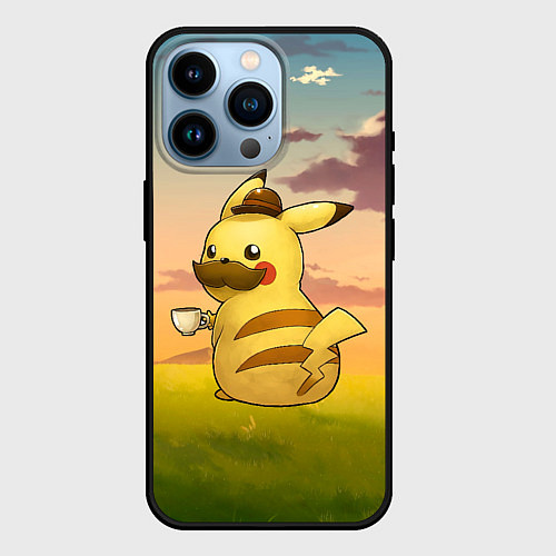 Чехол iPhone 14 Pro Детектив Пикачу / 3D-Черный – фото 1