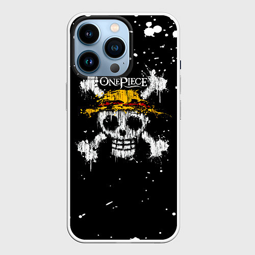 Чехол iPhone 14 Pro Весылый Роджер One Piece / 3D-Белый – фото 1