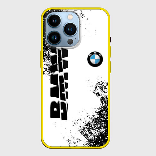 Чехол iPhone 14 Pro BMW БМВ РАЗРЕЗАННОЕ ЛОГО / 3D-Желтый – фото 1