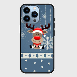 Чехол для iPhone 14 Pro New Years Deer, цвет: 3D-черный