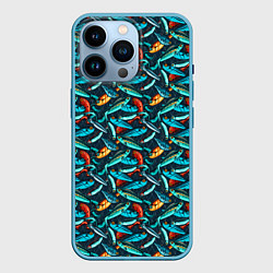 Чехол для iPhone 14 Pro Рыболовные Воблеры, цвет: 3D-голубой