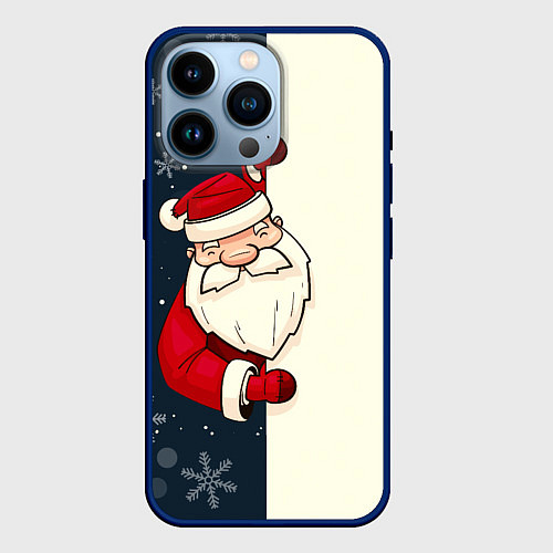 Чехол iPhone 14 Pro Привет Дед Мороз / 3D-Тёмно-синий – фото 1