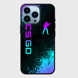 Чехол для iPhone 14 Pro CS GO NEON SYMBOL STYLE SKIN КС ГО НЕОН, цвет: 3D-черный