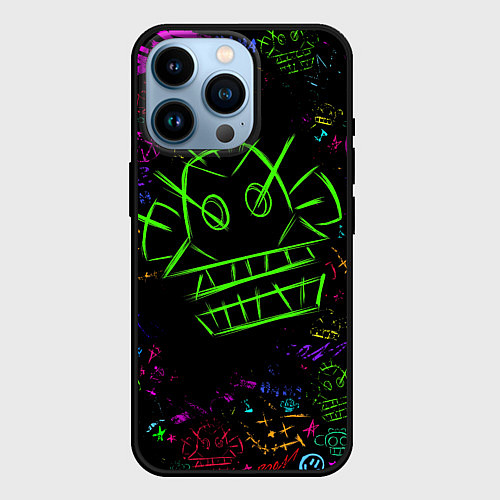Чехол iPhone 14 Pro League Of Legends неон - Arcane / 3D-Черный – фото 1