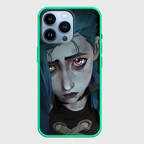 Чехол iPhone 14 Pro Jinx Аркейн и ты / 3D-Мятный – фото 1
