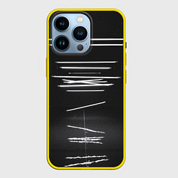 Чехол для iPhone 14 Pro Неоновые фонари во тьме - Белый, цвет: 3D-желтый