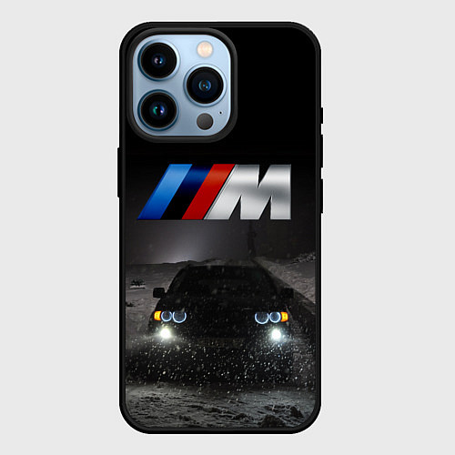 Чехол iPhone 14 Pro Бэха попала ночью в снегопад / 3D-Черный – фото 1