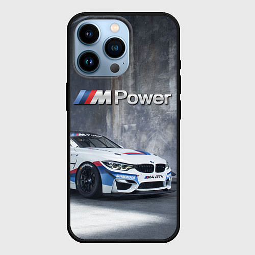 Чехол iPhone 14 Pro BMW M4 GT4 - racing team - motorsport / 3D-Черный – фото 1