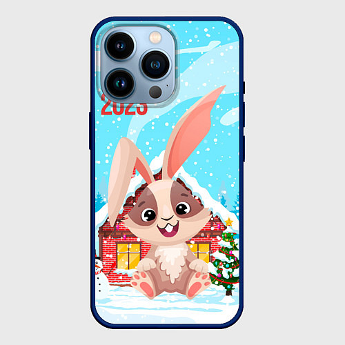 Чехол iPhone 14 Pro Зайчик с большими ушами 2023 / 3D-Тёмно-синий – фото 1