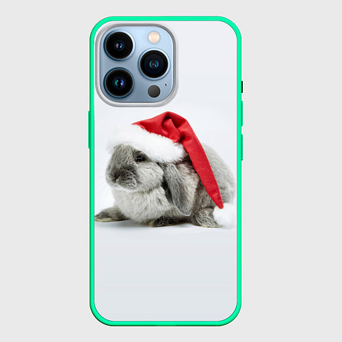 Чехол iPhone 14 Pro Рождественский кролик - 2023 / 3D-Мятный – фото 1