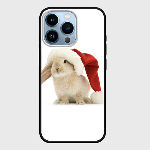 Чехол iPhone 14 Pro Новогодний кролик - 2023 / 3D-Черный – фото 1