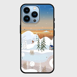 Чехол для iPhone 14 Pro Новогоднее настроение - пейзаж, цвет: 3D-черный