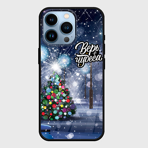 Чехол iPhone 14 Pro Новогодняя ёлочка / 3D-Черный – фото 1