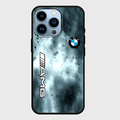 Чехол iPhone 14 Pro Bmw смок текстура / 3D-Черный – фото 1