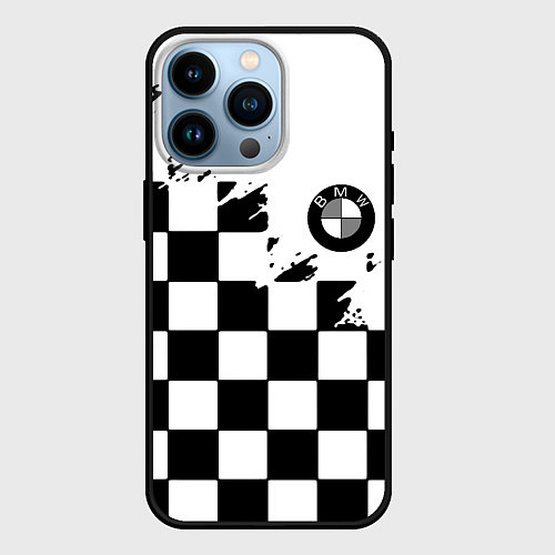 Чехол iPhone 14 Pro BMW black geometry splash / 3D-Черный – фото 1