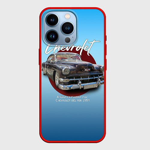 Чехол iPhone 14 Pro Американский классический автомобиль Chevrolet Bel / 3D-Красный – фото 1