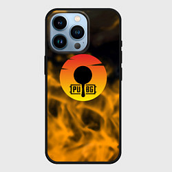 Чехол для iPhone 14 Pro PUBG огненный стиль, цвет: 3D-черный