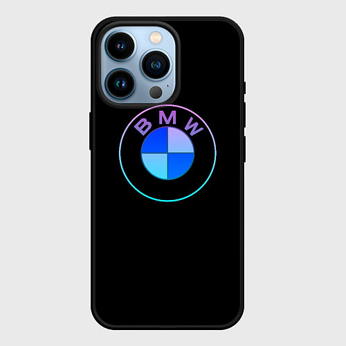 Чехол iPhone 14 Pro BMW neon logo / 3D-Черный – фото 1